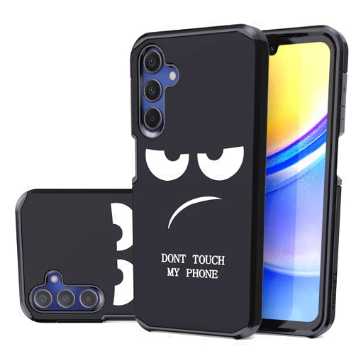 LEEGU for Samsung Galaxy A15 Case, Cute [Don't Touch My Phone] Shockproof Dual Layer Slim Protective Silicone Plastic Cover for Kids Boys Men Phone Case (Galaxy A15 6.5-inch)