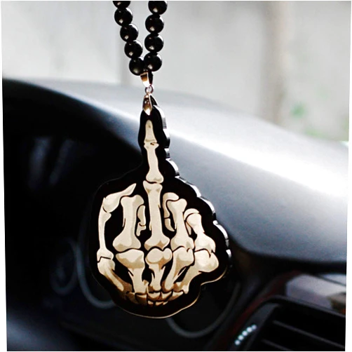 Slaige FJKWLC Car Rear View Mirror Pendant Car Pendant Acrylic Skeleton Hand Bones Rear View Mirror Charms Ornaments Mirror Trim Hanging Suspension Gift Accessories