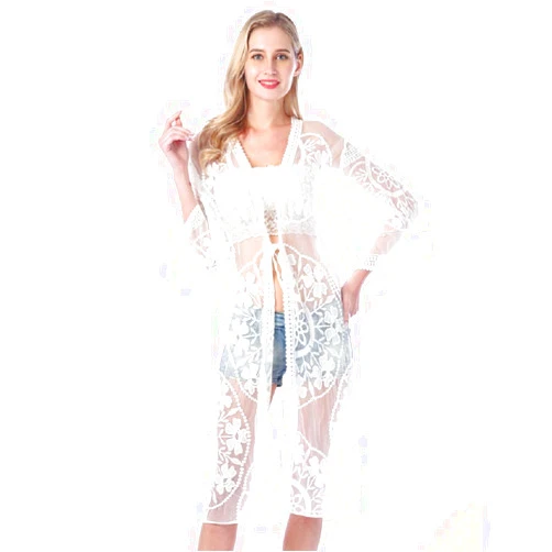 Vxsvxm Women's Beach Cover up Swimsuit Kimono Cardigan with Vintage Floral Print