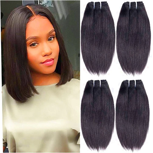 Liang Dian 10 Inch Short Human Hair Bundles Natural Color 4 Bundles 12A Brazilian Virgin Hair 100% Unprocessed Straight Human Hair(10