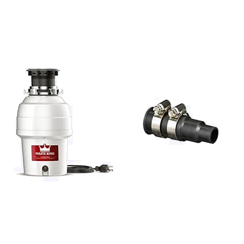 Waste King 3/4 HP Garbage Disposal with Power Cord, Food Waste Disposer for Kitchen Sink, L-3200 and Garbage Disposal Dishwasher Connector Kit 1023