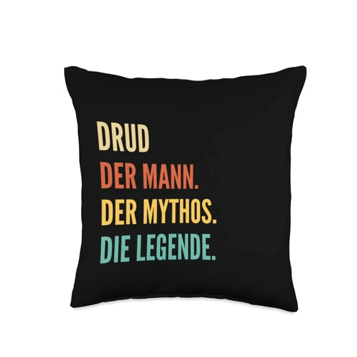 Lustige Vornamen-Designs für Männer Funny German First Name Design-Drud Throw Pillow, 16x16, Multicolor