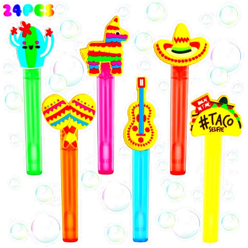 Uoyoi Fiesta Party Favors,24Pcs Mexican Taco Bubble Wand for Cinco De Mayo Fiesta Birthday Party Supplies,Classroom Prizes Pinata Goodie Bag Stuffers Gifts