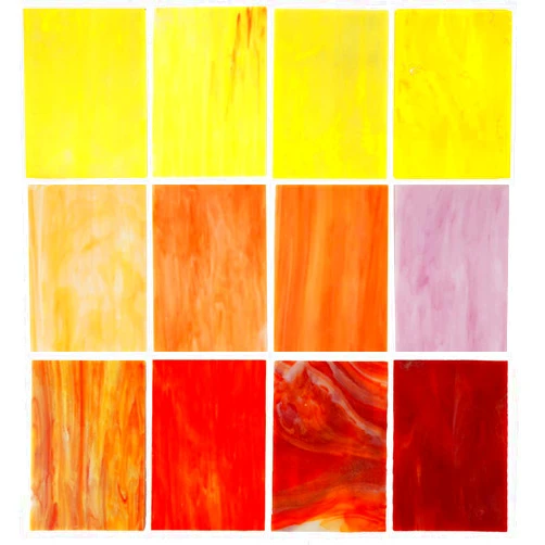 Lanyani 10 Sheets Variety Stained Glass Sheets Pack, 4 x 6 inch Large Cathedral Glass Mosaic Tiles for Crafts, Mixed Fall Colors