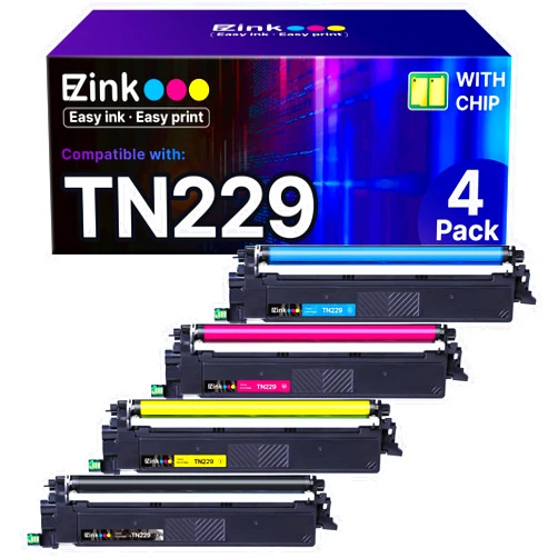 E-Z Ink Compatible Replacement for Brother TN229 TN229xl Toner Cartridges 4 Pack High Yield for MFC-L3780CDW HL-L3280CDW MFC-L3720CDW HL-L3220CDW HL-L3295CDW HL-L8245CDW TN-229 TN229 B/C/M/Y (4 Pack)