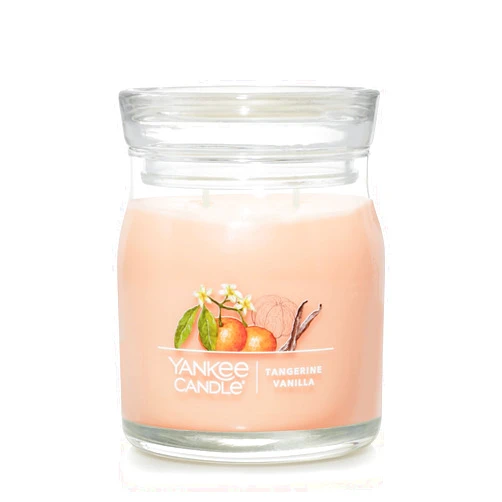 Yankee Candle Tangerine & Vanilla Scented, Signature 13oz Medium Jar 2-Wick Candle, Over 35 Hours of Burn Time