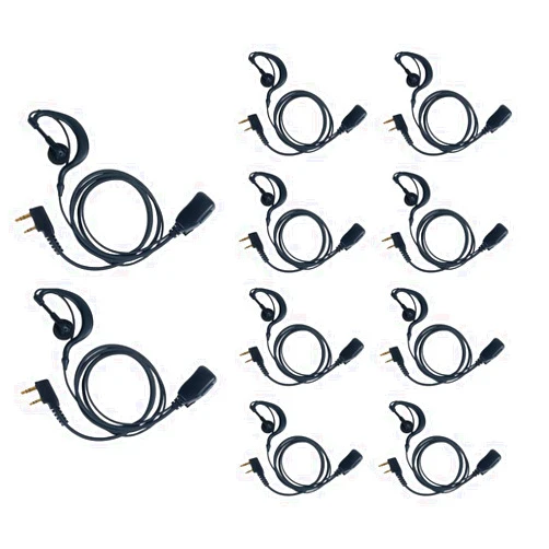 TDYU G Shape Earpiece Walkie Talkie Headset with PTT Mic for Baofeng BF-F8HP BF-888S UV-5R 5R Kenwood TK-208 TK-360G TK3230 TK-3160 Two Way Radio 10 Pack