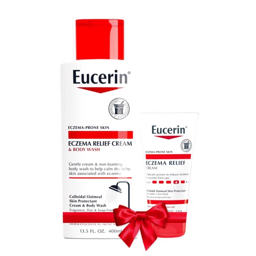 Eucerin Eczema Relief Skin Care Set with Colloidal Oatmeal (Skin Protectant), Eczema Relief Cream and Body Wash, 13.5 Fl Oz Bottle + Eczema Relief Cream, 5 Oz Tube, Holiday Gifts for Self Care