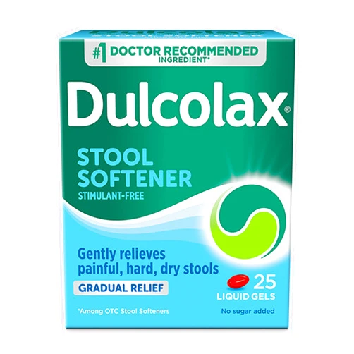 Dulcolax Stool Softener Laxative Liquid Gel Capsules, Gentle Constipation Relief for Hard, Dry Stools, Docusate Sodium 100 mg, 25 Count