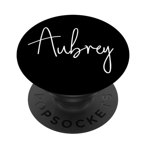 Aubrey Pop Design Birthday Gift Aubrey Name White on Black for Girls & Women - Aubrey PopSockets PopGrip: Swappable Grip for Phones & Tablets
