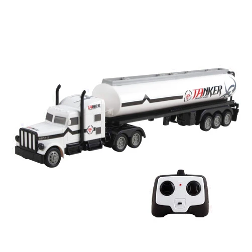 Vokodo RC Semi Truck and Trailer 18 Inch 2.4Ghz Fast Speed 1:16 Scale Rechargeable Battery Remote Control Tractor Tanker Hauler Car Big Rig 18 Wheeler Toy for 3 4 5 6 7 8 Year Boys Kids (White)