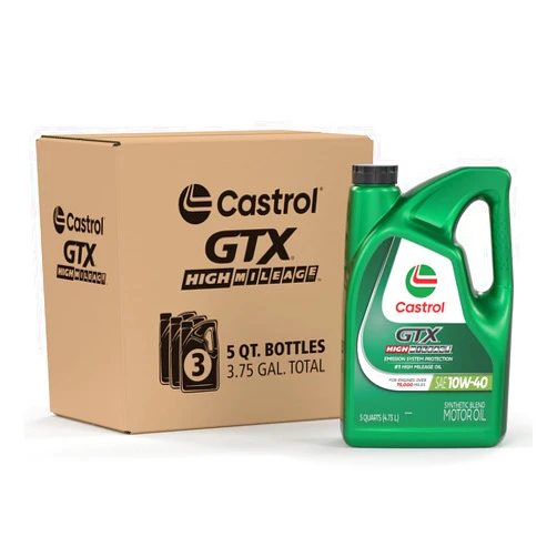 Castrol GTX High Mileage 10W-40 Synthetic Blend Motor Oil, 5 Quarts, Pack of 3