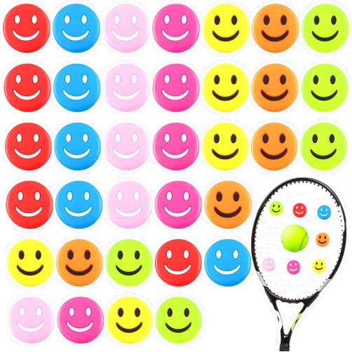 Jexine Tennis Vibration Dampener Silicone Tennis Racket Dampener Cute Tennis Supplies for Gift (Smile,35 Pcs)