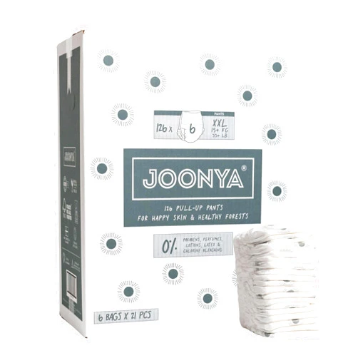 Joonya Pull-Up Pants Baby Diapers, Size 6 XXL (33+ lb) - 6 Bags of 21 (126) - NonToxic, Eco-Friendly, Ultra Slim, Overnight Use - Made in Denmark