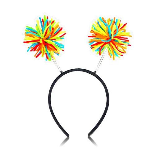 Doneace Rainbow Pom Pom Headband Pride Day Head Bopper Fashion Hairband Cute Fluffy Ball Hair Hoop Rainbow Hair Accessories Gay Pride Party Headwear Decoration for Women Girls Kids 1Pcs