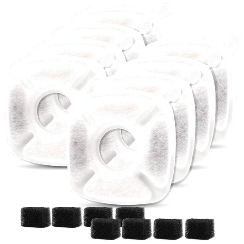Cylomert 16Pcs Pet Fountain Filters Replacement Compatible with 95Oz/2.8L Dog Water Fountain, Cat Water Fountain Filters(8 Carbon Filters+8 Sponge Filters)