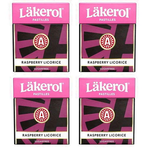Cloetta Lakerol Raspberry Pastilles 4 Box of 25g