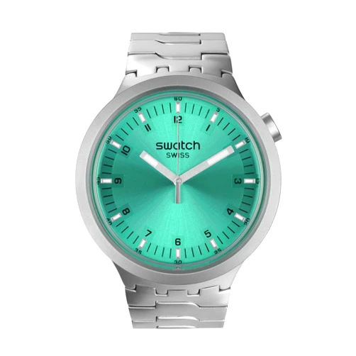 Swatch Unisex Dress Turquoise Stainless Steel Quartz Big Bold AQUA SHIMMER