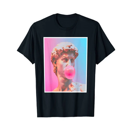 David Michelangelo Red Bubble gum David Michelangelo Renaissance Statue Bubblegum Pop Art T-Shirt