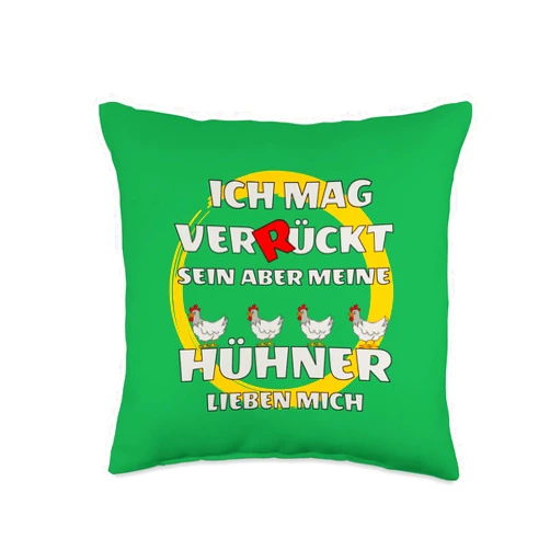 Hühner Bauer Landwirt Garten - Lustige Sprüche I Like Crazy but My Chickens Love me Gift Throw Pillow, 16x16, Multicolor