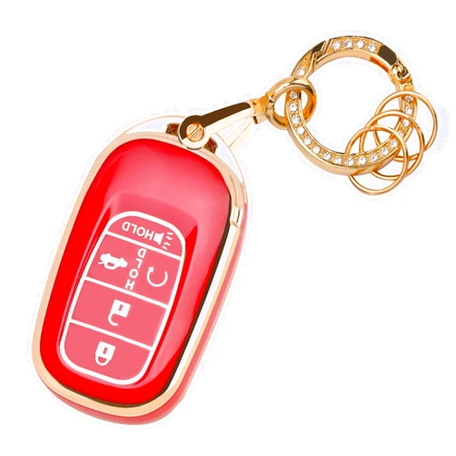 TECARATE for Honda Key fob Cover - Soft TPU Car Key Case Protector Fit for 2022 2023 2024 Honda Accord Civic HR-V CR-V Pilot Odyssey Smart Remote Key(Red)