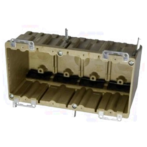 ALLIEDMP Allied Moulded Products 9314-EWK Fiberglass Reinforced Thermoset Polyester 4-Gang Residential/Receptacle Electrical Switch Box 7-11/16 Inch x 3-3/4 Inch x 3-9/16 Inch 70 Cubic-Inch FiberglassBox