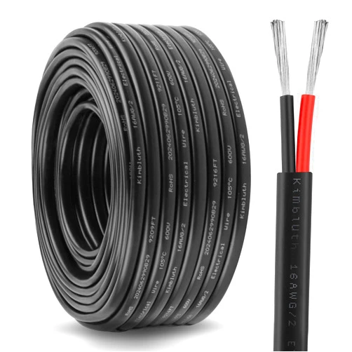 Kimbluth 16 Gauge Wire 2 Conductor Electrical Wire, 16 AWG Wire Stranded PVC Cord 12V Low Voltage Tinned Copper Wire for Marine, Automotive, LED Strip Landscape Lighting (16 Gauge 30ft)