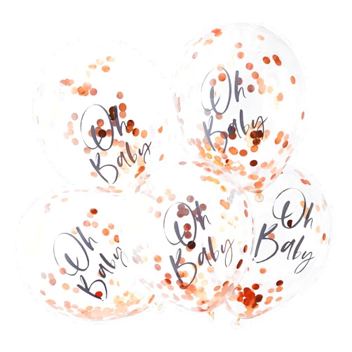 Ginger Ray Rose Gold Oh Baby Confetti Balloons Baby Shower Party Decorations 5 Pack