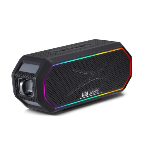 Altec Lansing Magnetic Bluetooth Speaker HYDRAJOLT 2.0, Waterproof IP67, 12W Output Power, 16H Battery, Multicolor LED, 100ft Wireless Range, Voice Assistant, USB-C Quick Charge