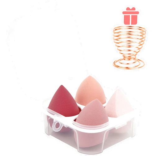 Leeshine 5 Pcs Makeup Sponges Set - 4 Beauty sponges Blending Blenders with 1 Holder and Egg Case, Flawless for Cream, Powder and Liquid (Pink)