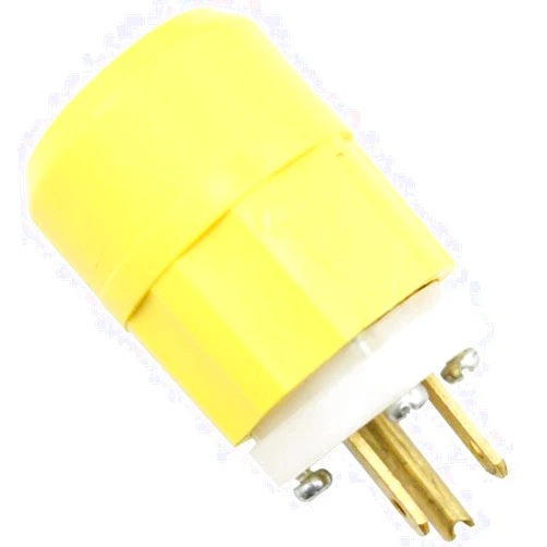 Leviton 5266-CY 15 Amp, 125 Volt, Industrial Grade, Plug, Straight Blade, Grounding, Yellow