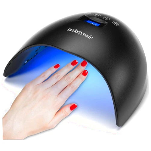 MelodySusie 48W LED UV Nail Lamp - Black, Energy Efficient, 365nm-405nm Wavelength, Compatible with Most Gels, 4 Timer Settings, Infrared Sensor, User-friendly Design, Widely Applications