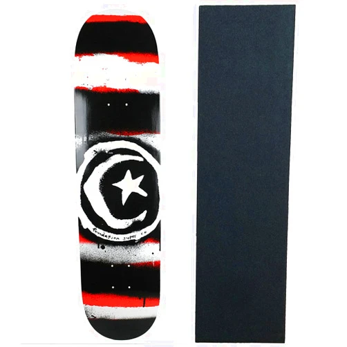 Foundation Skateboards Foundation Skateboard Deck Star and Moon Red Distress 8.0
