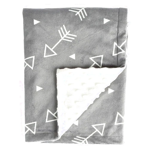 BORITAR Baby Blanket Super Soft Minky with Double Layer Dotted Backing, Little Grey Arrows Printed 30 x 40 Inch, Receiving Blankets