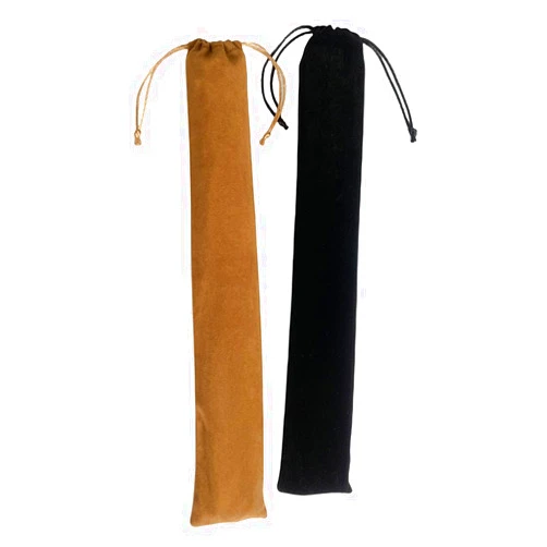 sehtorry 2pcs Long Velvet Drawstring Pouches for Large Folding Fans,Black/Brown Fabric Hand Fan Protective Sleeve Gift Wrap Bag (14.17x2.36inch)