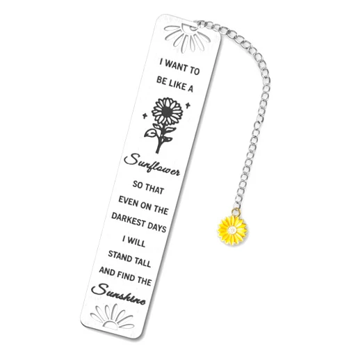 Kaluofan Sunflower Gifts for Women Girls, Kaluofan Inspirational Bookmarks with Sunflower Chain, Book Markers for Reading, Back to School Coming of Age Gifts, Graduation Gifts, Christmas Stocking Stuffers