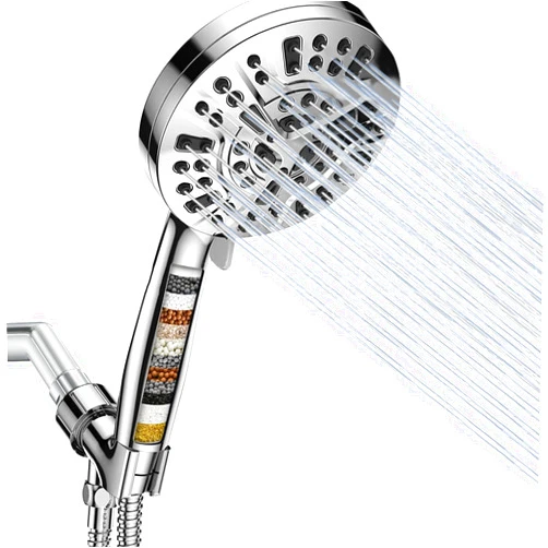 HOHOMETIC Filtered Shower Head with Handheld, 8 spray Mode Shower Head Filter for Hard Water, High Pressure Shower Heads with Extra Hose