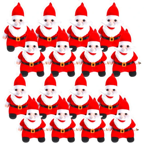 Motionchic 16 Pcs 8 Inch Christmas Plush Stuffed Santa Claus Bulk Christmas Stuffed Animals Cute Soft Plush Dolls Christmas Themed Toys Gift for Xmas Christmas Party Decoration
