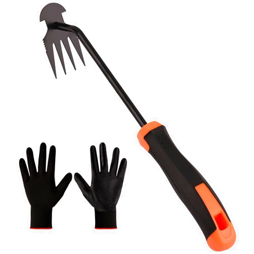 BokingOne Weed Removal Tool, Portable Garden Weeder Tool，2024 New Manganese Steel Weed Puller Tool with Rubber Handle for Vegetable Gardening Garden Yard Farm Farm Planting & Uprooting Weeding Tool (Black)