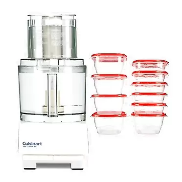 Cuisinart DLC-8S Pro Custom 11-Cup Food Processor Bundle with Set of 10 Food Containers (Red) (2 Items)