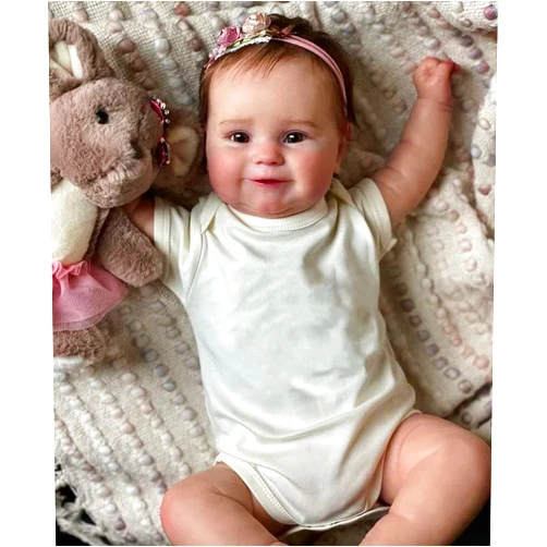 KAWAYII Reborn Baby Doll Silicone Full Body 20 Inch Realistic Girl Cute Smiling Newborn Baby Dolls Real Looking Toddler Dolls Girls Gifts