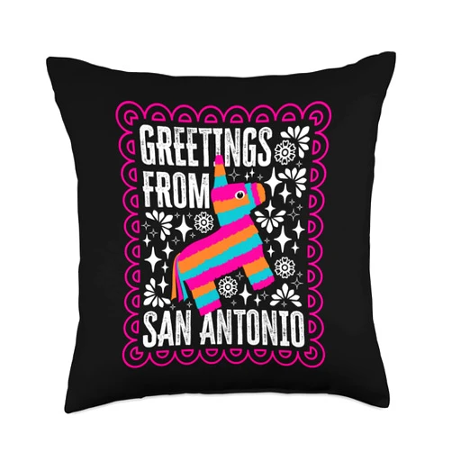 TheCraftyDrunkCo San Antonio Shirt Pinata Souvenir Mexican Gift Throw Pillow, 18x18, Multicolor