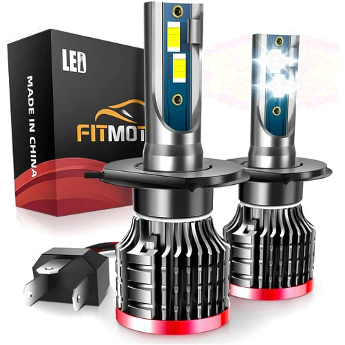 FITMOTORS H4/9003 LED Bulbs,80W 16000 Lumens Bright,6500K Cool White LED Fog Light Halogen Replacement IP68 Waterproof, Pack of 2