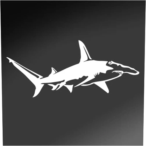 Express Yourself Great Hammerhead Shark (White - Image Facing as Shown - Medium) Decal Sticker - Saltwater Fish Collection