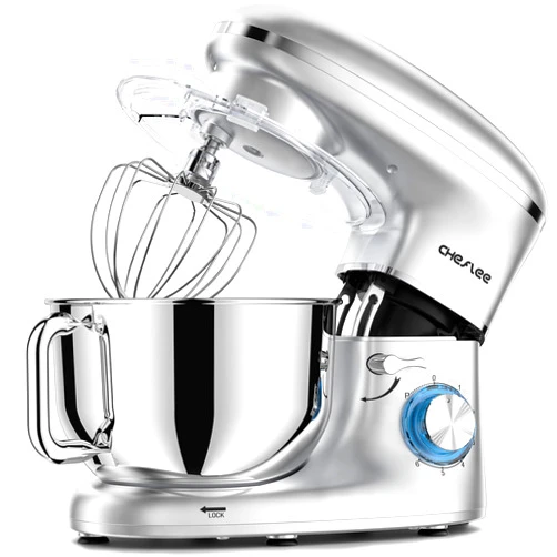 CHeflee Stand Mixer,600W 6+P With 6.5QT Stainless Steel Bowl,Dough Hook, Wire Whip & Beater,for Most Home Cooks,Silver