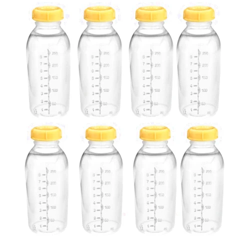 Medela Breastmilk Collection Storage Feeding Bottle with Lids-8 Pack (8 Bottles and 8 Lids)w/lid 8oz /250ml