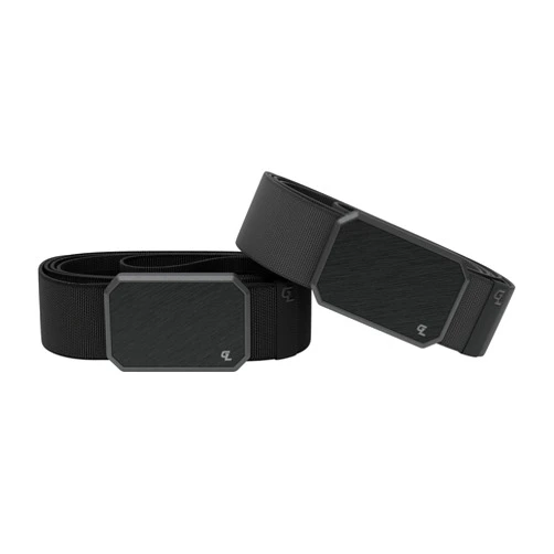 Groove Life Black/Black and Black/Deep Stone Belt Bundle Men's Stretch Nylon Belt with Magnetic Aluminum Buckle, Lifetime Coverage - Large