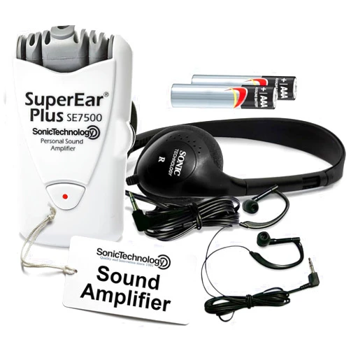 SuperEar Model SE7500 for Seniors - Hearing Amplifiers for Seniors & Elderly, Super Ear Personal Sound Amplifier, Sound Amplifier Listening Device and Audio Accessories in 50dB Ambient Sounds Increase