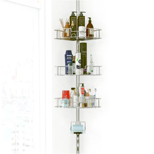 YeYeBest 39-125 Inch Rustproof Shower Caddy Corner for Bathroom, Bathtub Storage Organizer with 4 Adjustable Baskets, Sliver