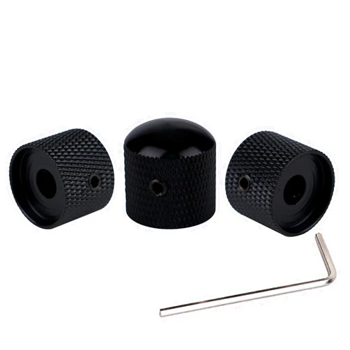 Gutahare 3Pcs Metal Guitar Volume Tone Konbs Black Dome Guitar Speed Control Knobs with Allen Keys Screws Set for Fender Strat Telecaster Gibson Les Paul Guitar Bass Accessories (Matte Black)